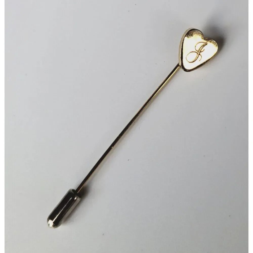 Vintage Monogrammed "J" Hatpin in Gold 3.5" long